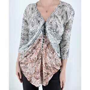 New York & Company Floral Button Down Tunic Top Size XS